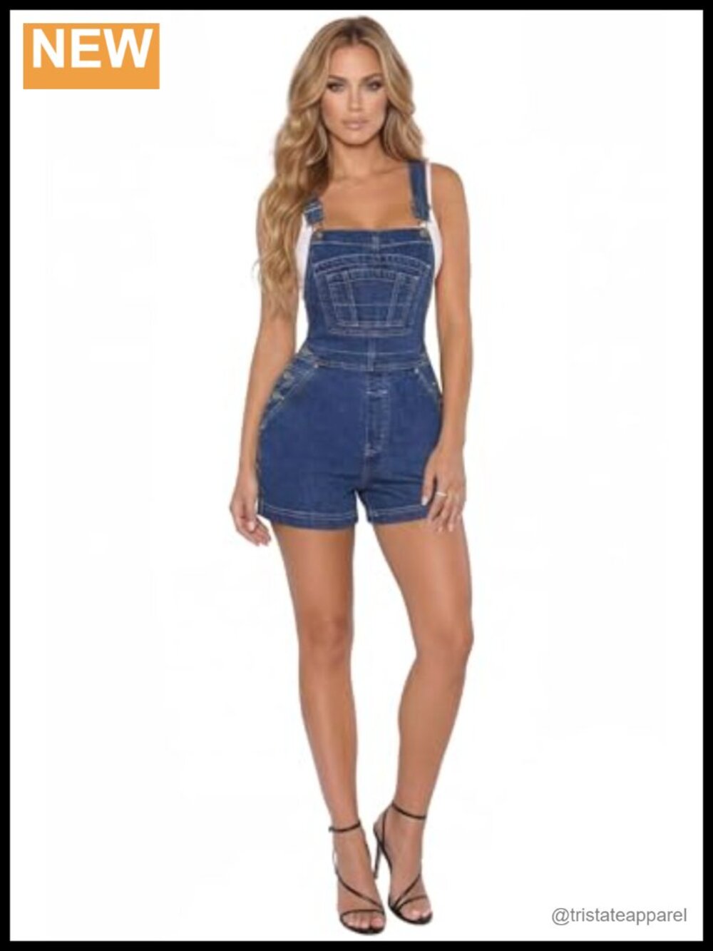 Denim Short Overalls Adjustable Straps Sleeveless Cross Back